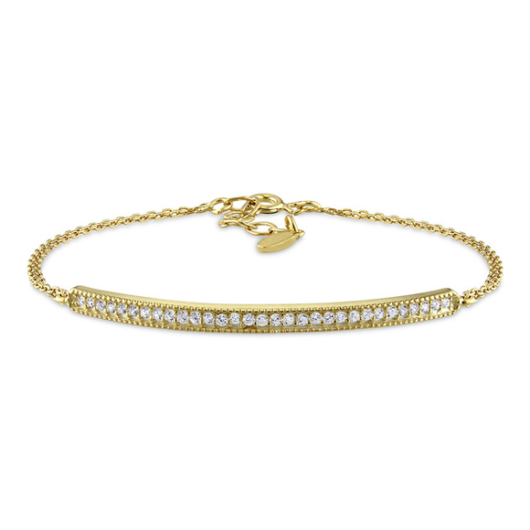 Cubic Zirconia & Gold Channel-Set Bar Bracelet. - Picture 3 of 3